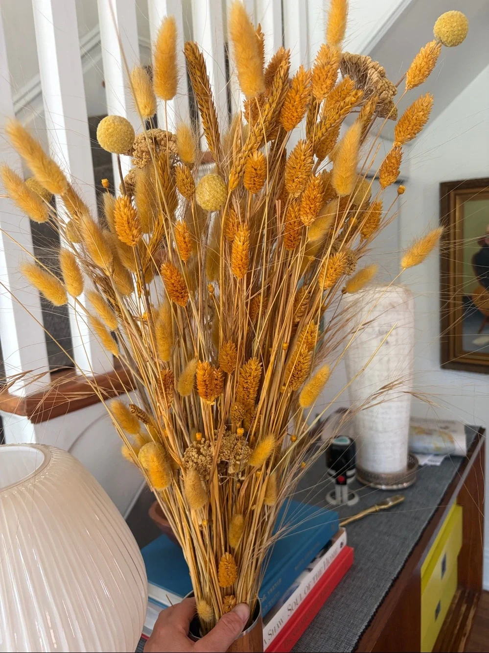 Dried grasses and Flower bouquet- Yellow
